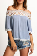 Off the Shoulder Eyelet Top - 3 Colors