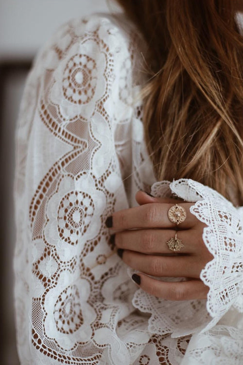 Petals White Lace See-Through Top
