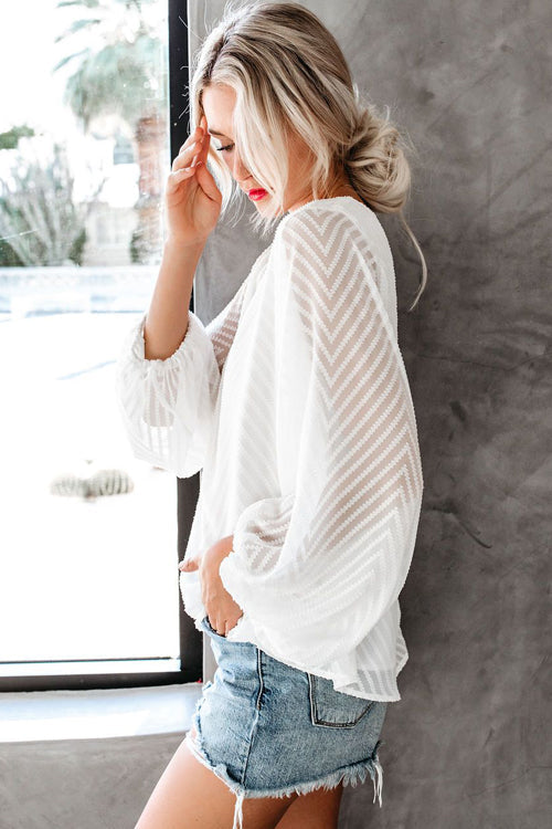Frills Balloon Sleeve Lace Top - 2 Colors