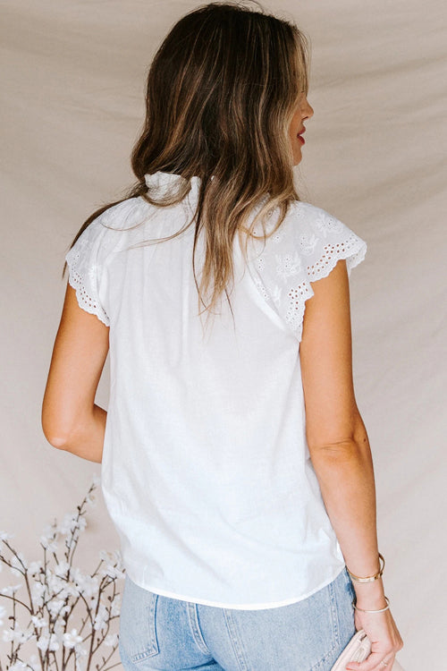 White Lace Short Sleeve Top