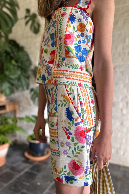 Print Short Sleeveless Suit