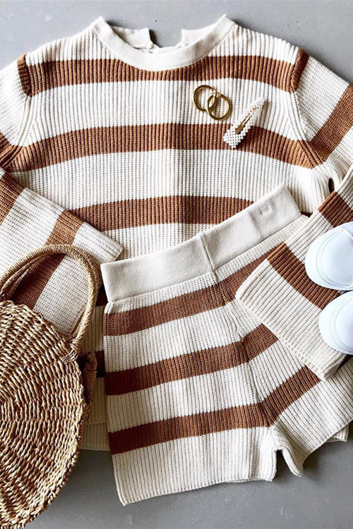 Striped Knit Sweater Suit - 2 Colors