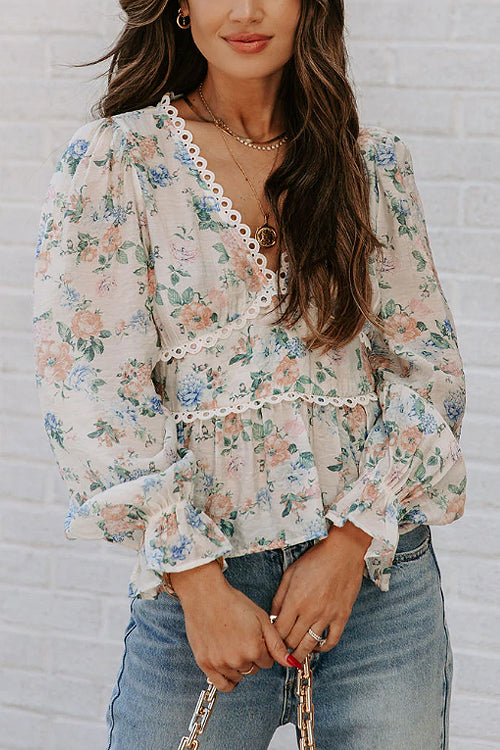 Floral Crochet Peplum Top