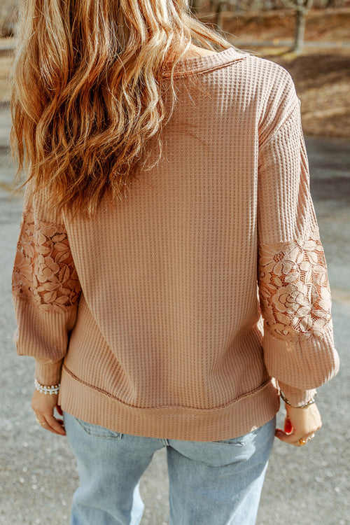 Lace Long Sleeve Knit Top - 2 Colors