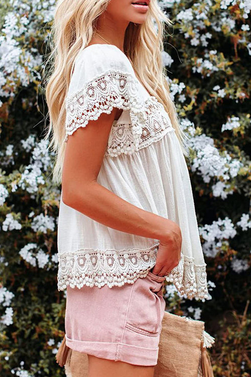 Lace Short Sleeve Top - 5 Colors