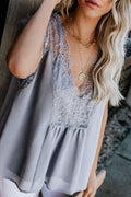 Lace V-neck Two-Piece Top - 4 Colors