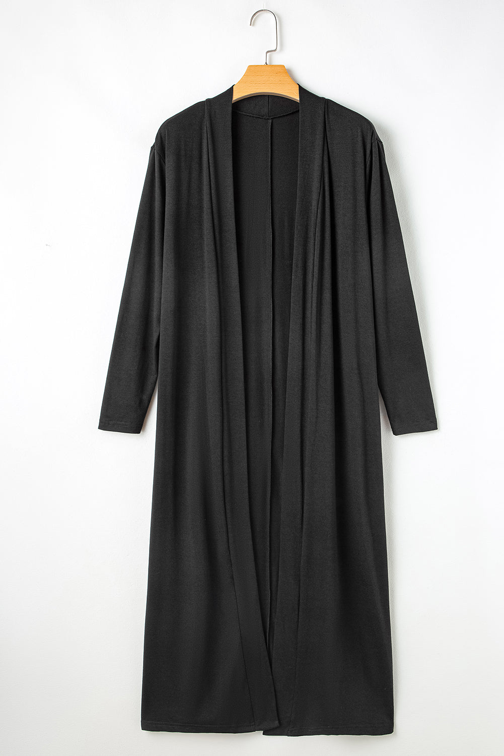 Black Split Long Cardigan and Skinny Pants Loungewear Set