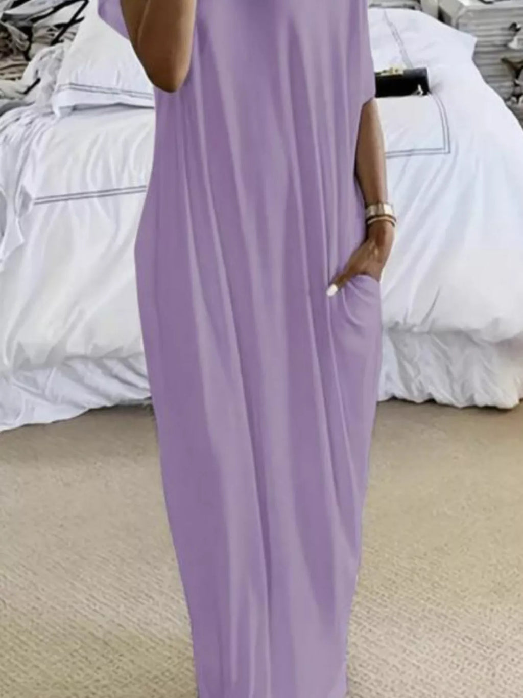 Full Size Loose Fit Maxi Dress with Pockets Plus Size