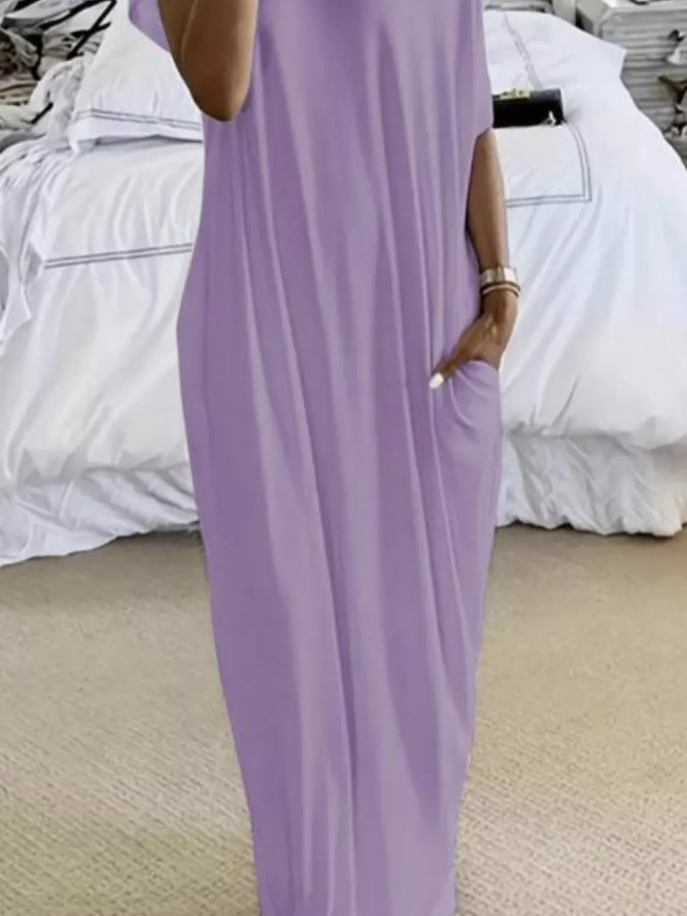 Full Size Loose Fit Maxi Dress with Pockets Plus Size