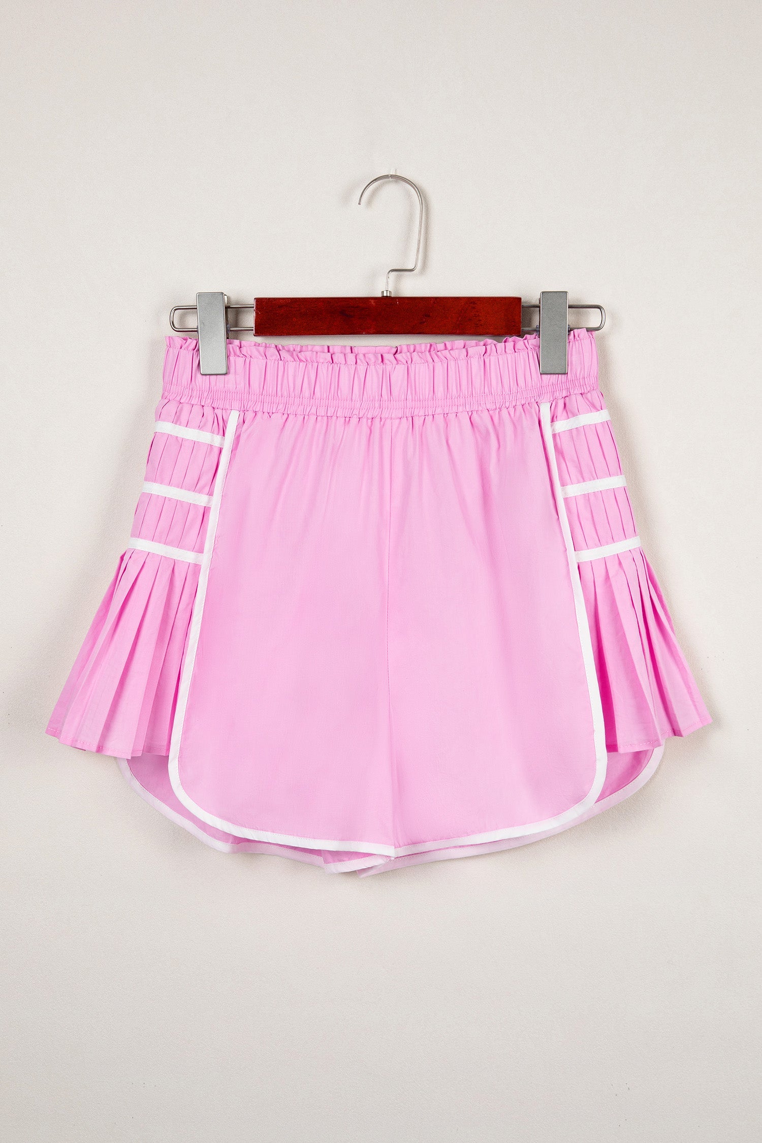 Contrast Trim Pleated Casual Active Shorts