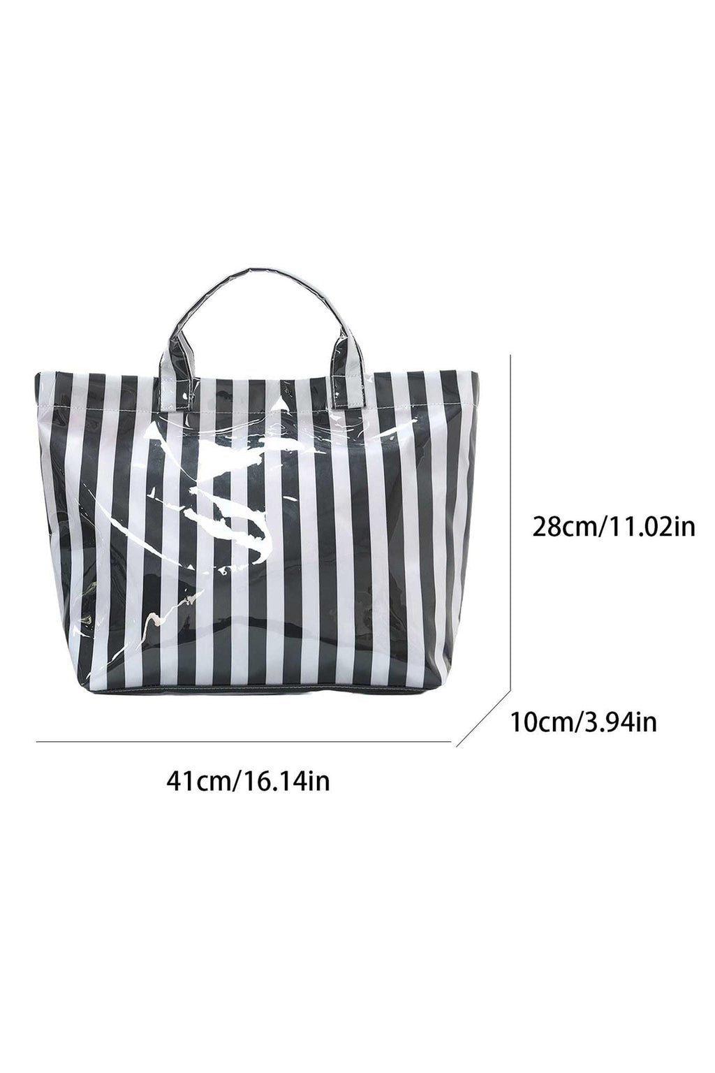 Rainbow Glossy Striped Vinyl Large Tote Bag