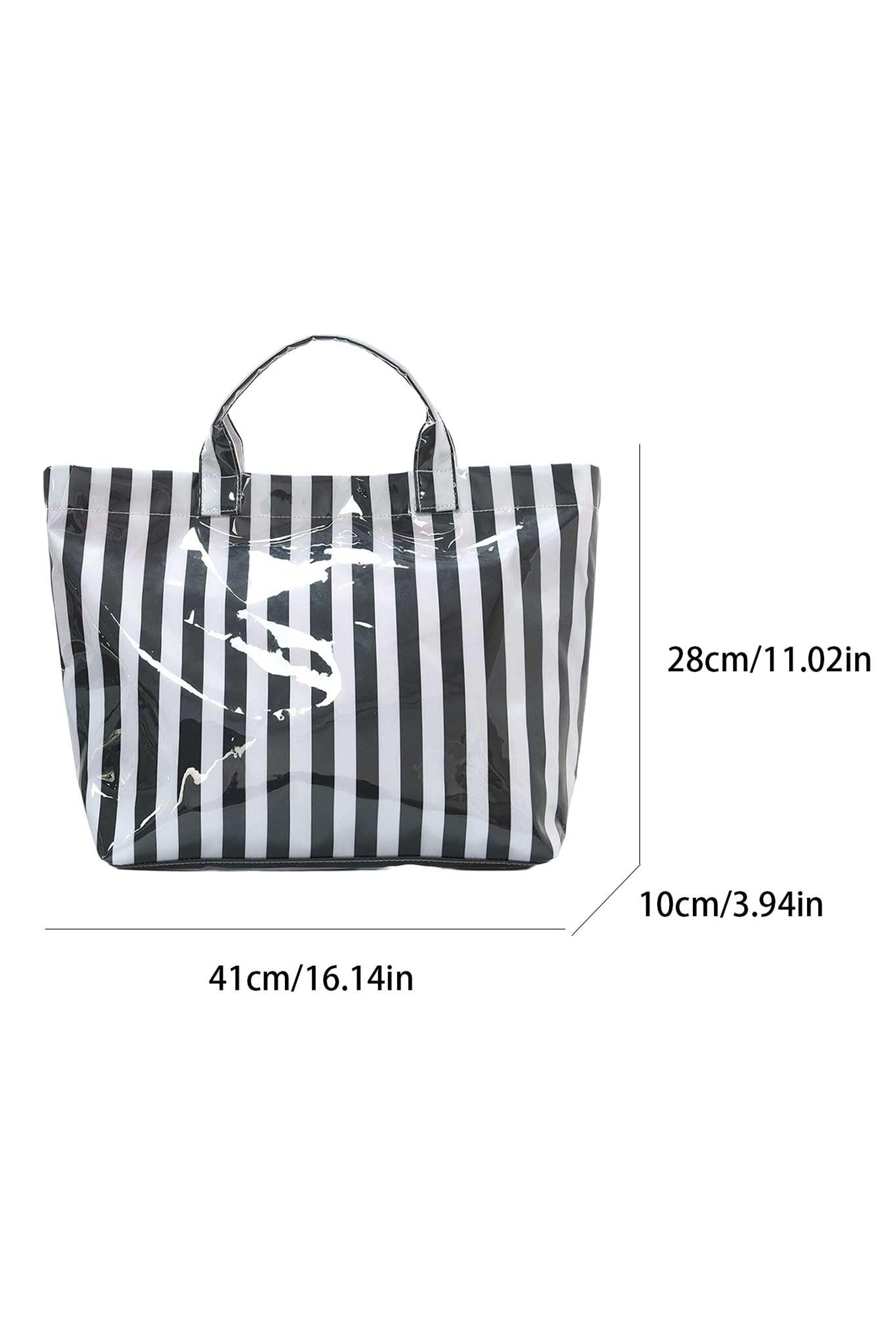 Rainbow Glossy Striped Vinyl Large Tote Bag