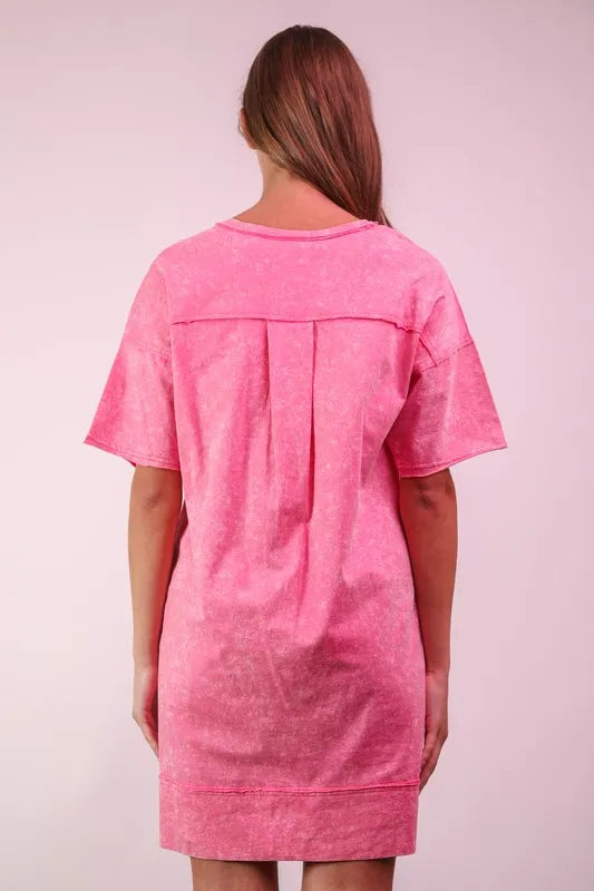 Plus Size Mineral Washed Knit Shift Mini Dress