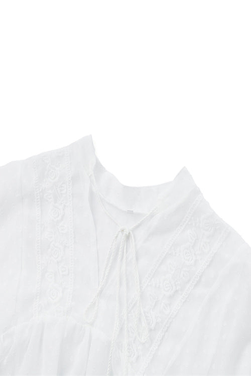 Swiss Dot Lace Long Sleeve Top