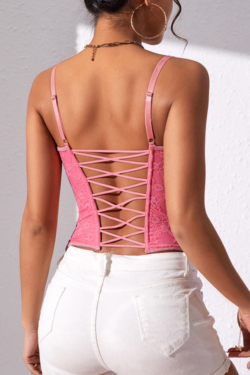 Lace Backless Bustier Corset Crop Top - 3 Colors