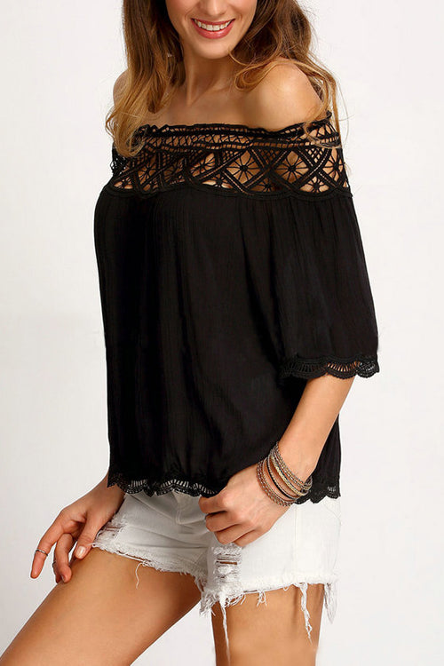 Off the Shoulder Eyelet Top - 3 Colors