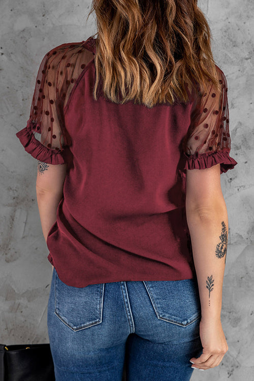 Sheer Dot Tulle Short Sleeve Top - 4 Colors