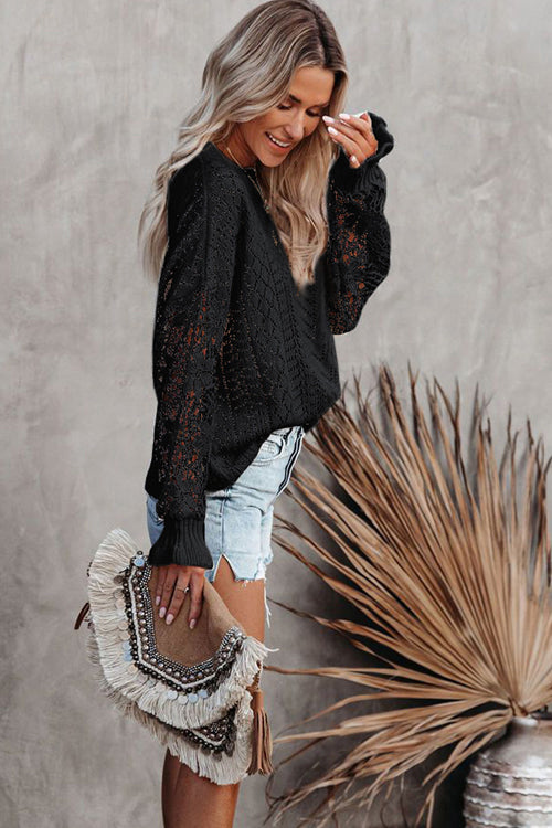 Lace Hollow-Out Knit Sweater