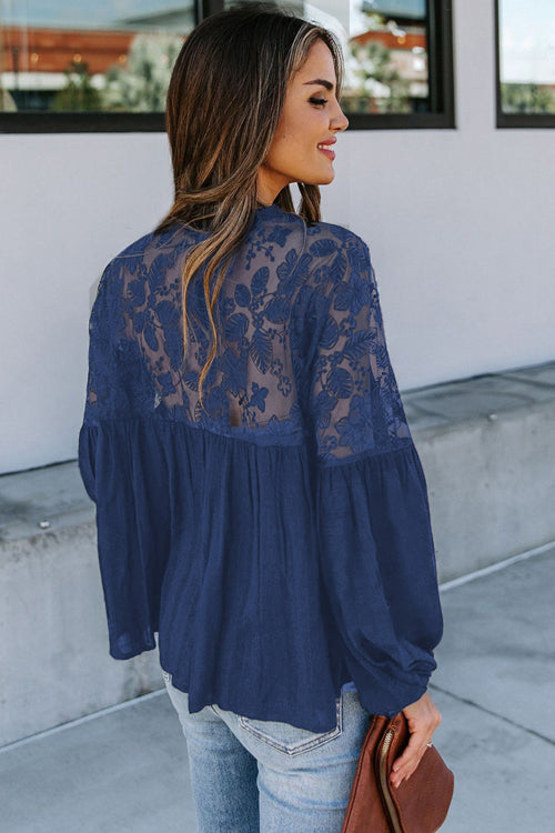 Lace Embroidery Button Up Top - 2 Colors