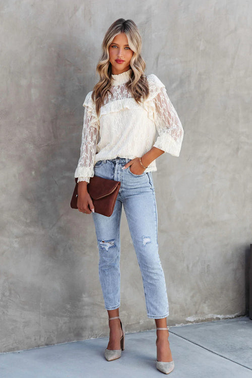 Lace Ruffled Top - 3 Colors