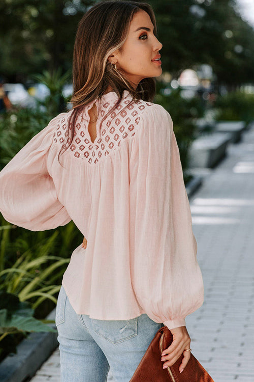Lace Balloon Long Sleeve Top - 6 Colors
