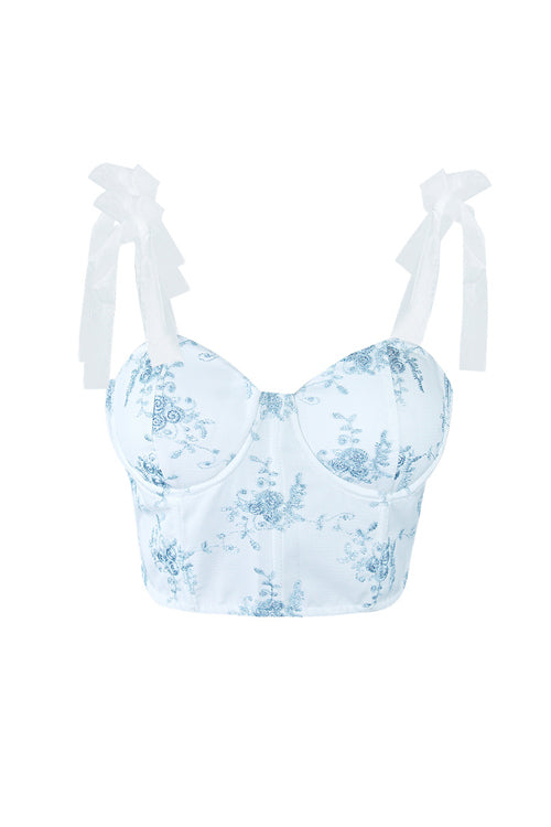 Floral Embroidered Bustier Corset Crop Top