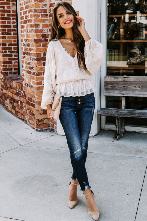 Embroidery Button-Up Top - 2 Colors