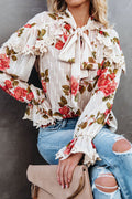 Lace Up Floral Print Top