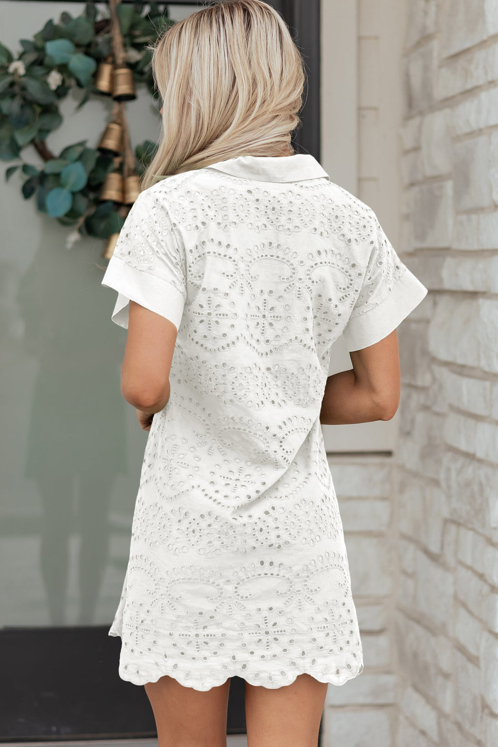 Eyelet Embroidered Mini Dress