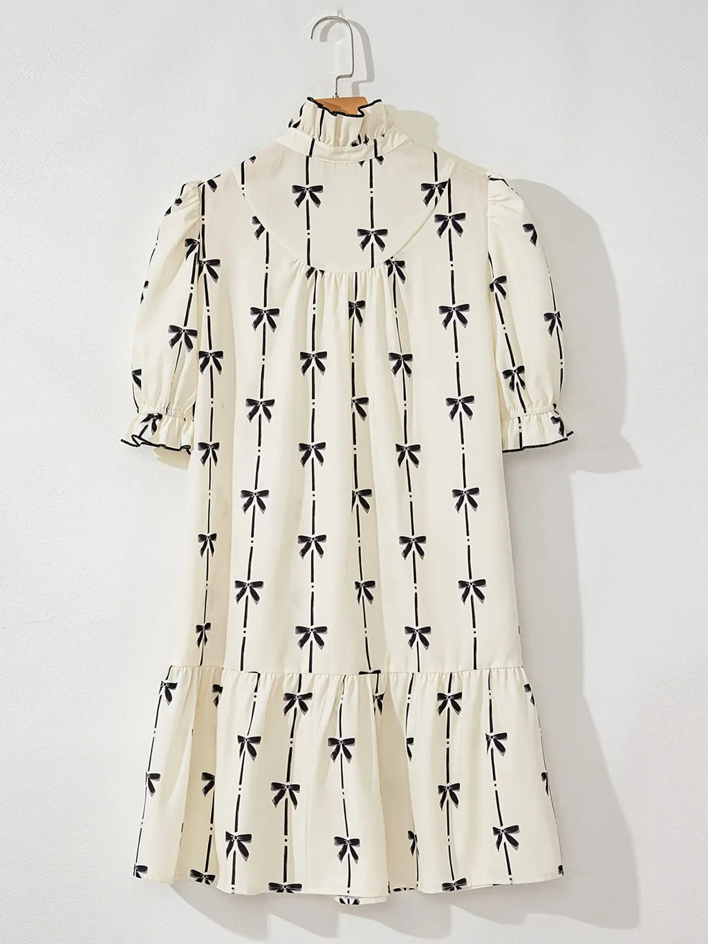 Bow Print Button Front Shirt Dress