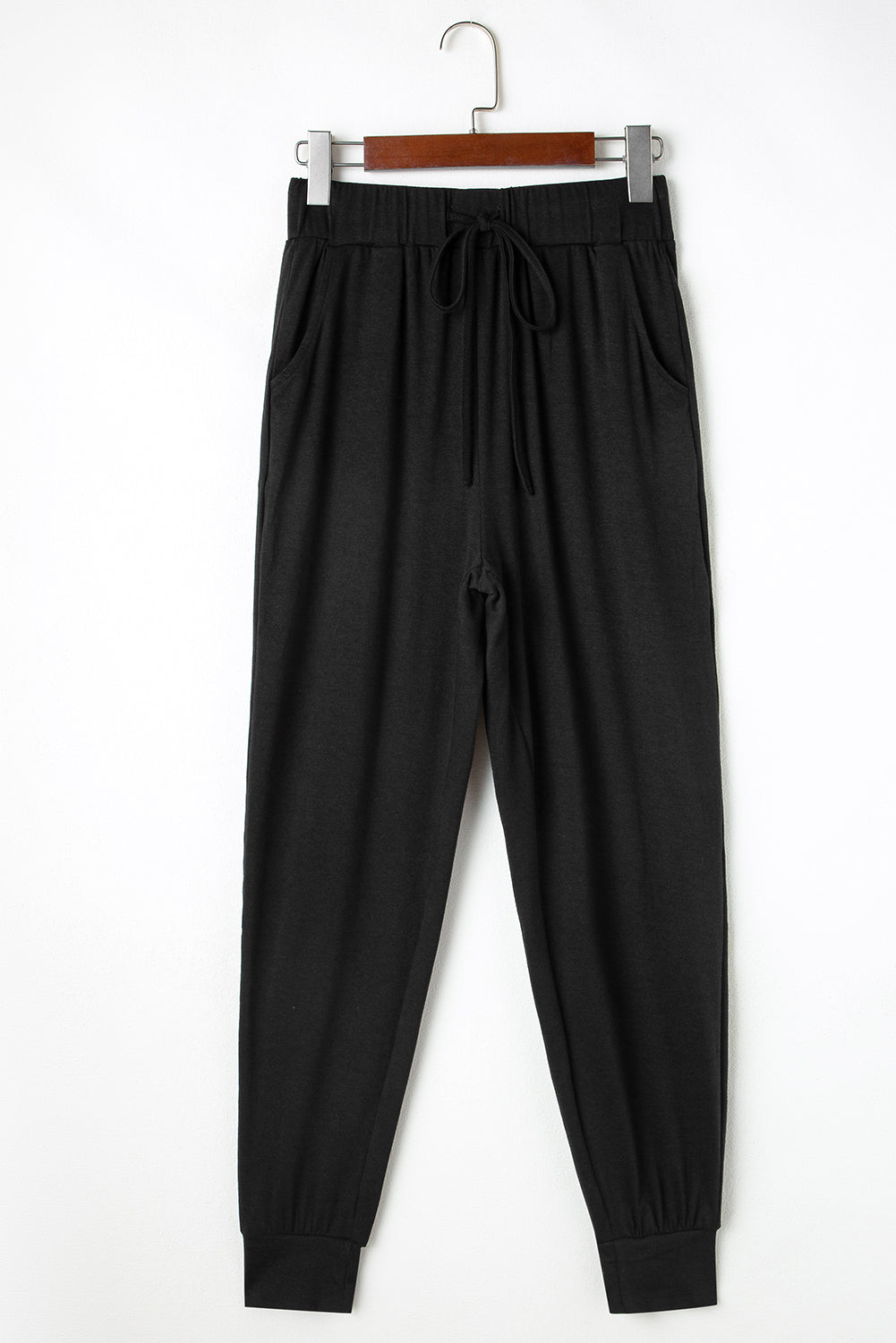 Black Split Long Cardigan and Skinny Pants Loungewear Set