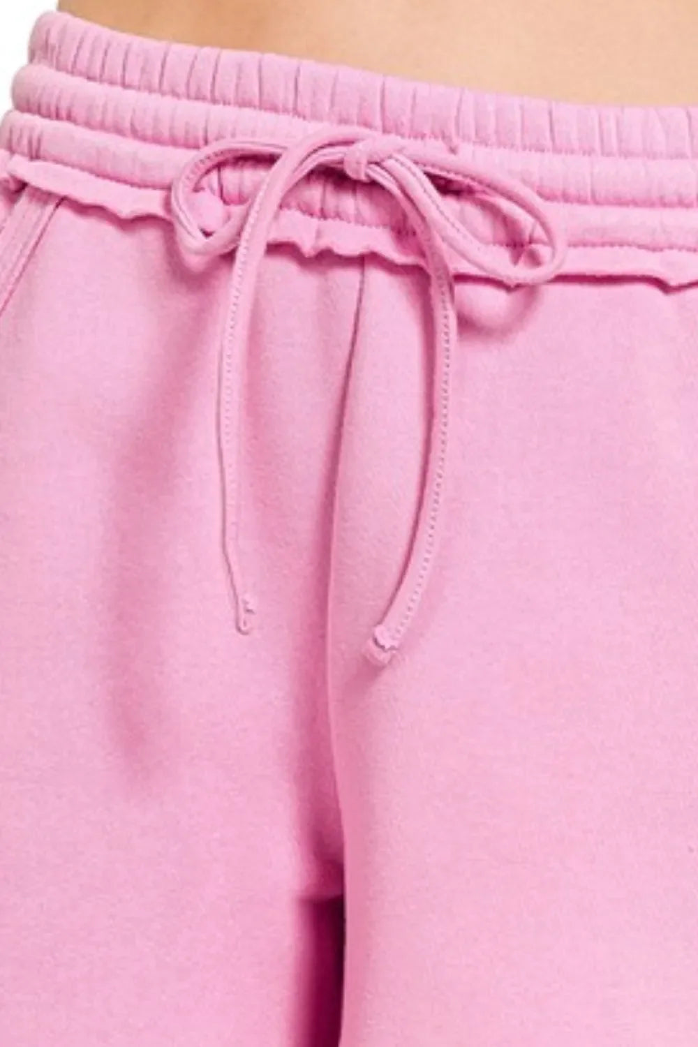 Fleece Raw Hem Shorts With Draw String