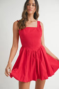 Square Neckline Bubble Mini Dress