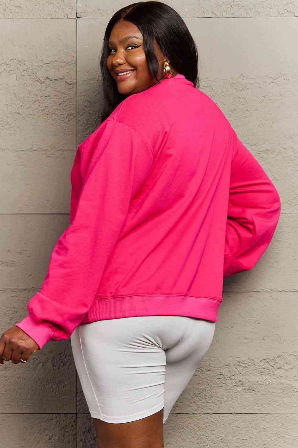 Full Size Round Neck Dropped Shoulder Graphic Sweatshirt