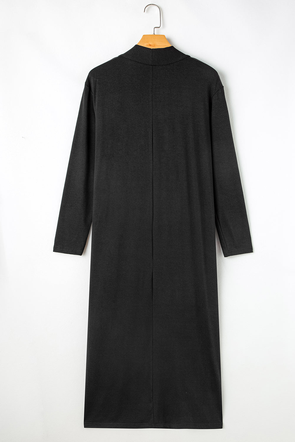 Black Split Long Cardigan and Skinny Pants Loungewear Set