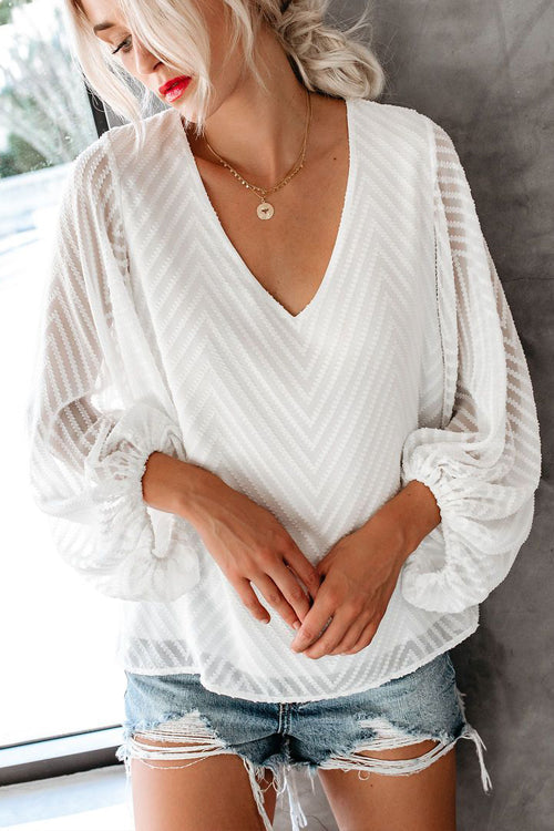 Frills Balloon Sleeve Lace Top - 2 Colors