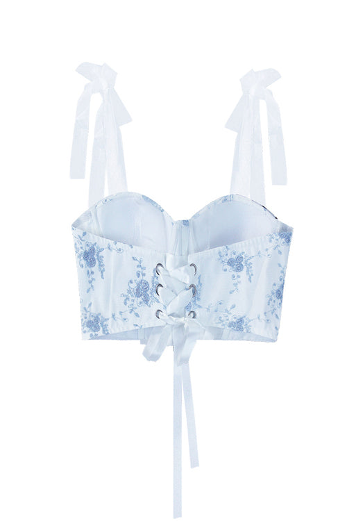 Floral Embroidered Bustier Corset Crop Top