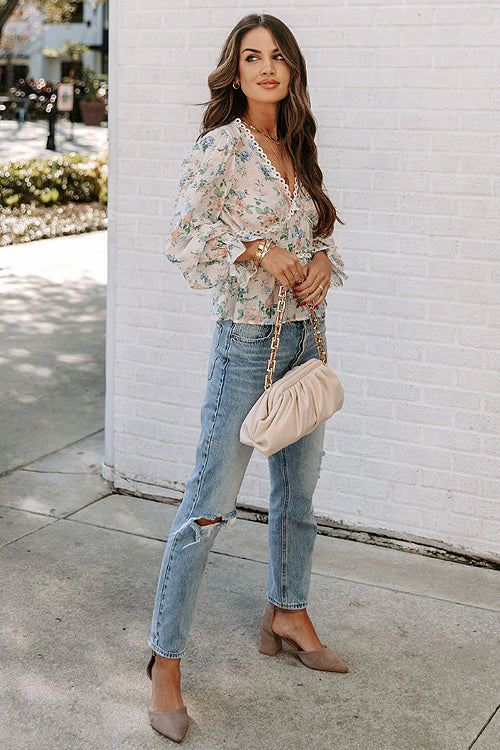 Floral Crochet Peplum Top