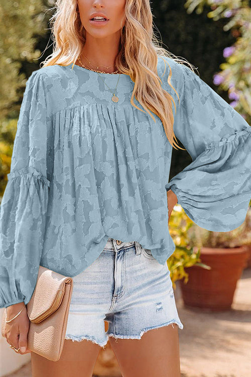 Floral Jacquard Long Sleeve Top - 5 Colors
