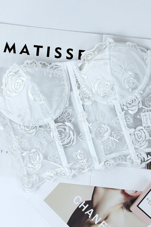 Sleeveless Lace Bustier Corset Crop Top - 6 Colors