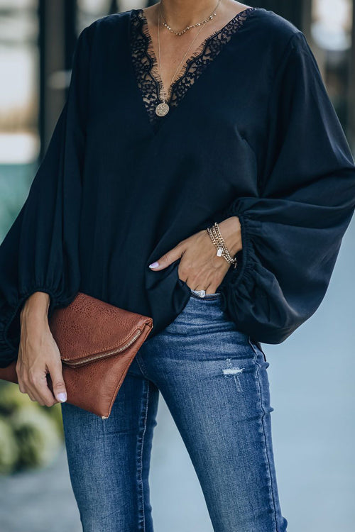 Lace Balloon Sleeve Top - 3 Colors