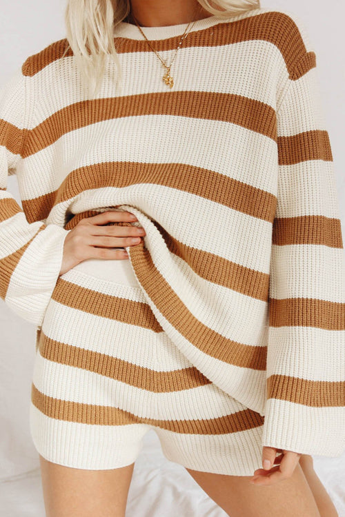 Striped Knit Sweater Suit - 2 Colors