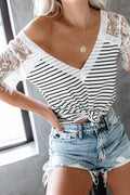 Lace Shoulder Tee - 5 Colors