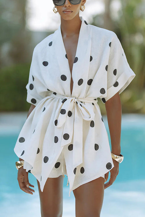 Polka Dots Short Sleeve Suit