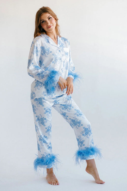 Long Sleeve Floral Pajama Set - 2 Colors
