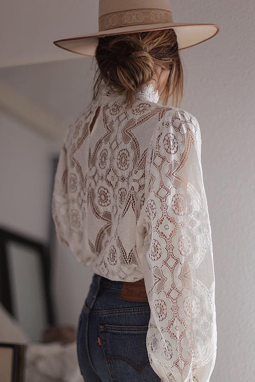 Petals White Lace See-Through Top