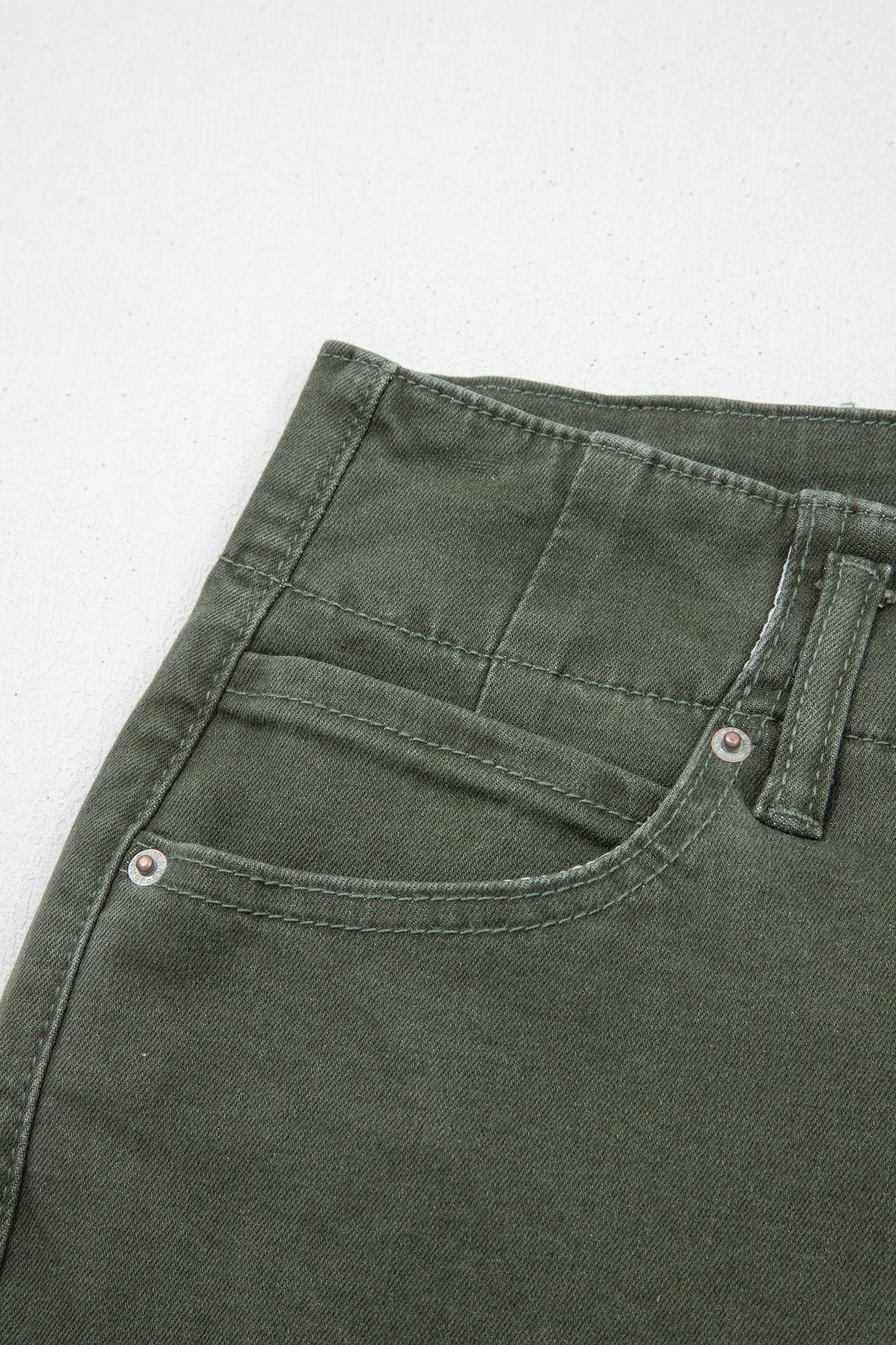 2-Button High Waist Flared Bottom Jeans