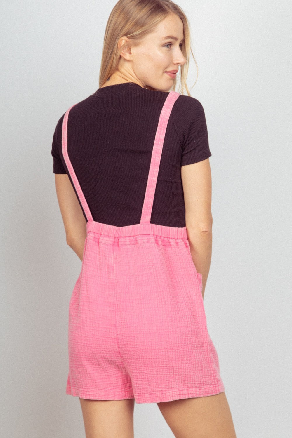 Sleeveless Double Gauze Overalls with Pockets