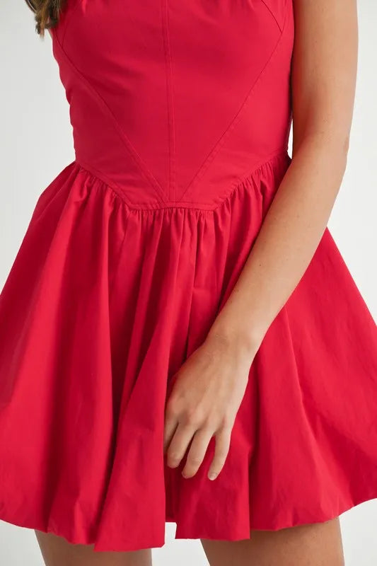 Square Neckline Bubble Mini Dress