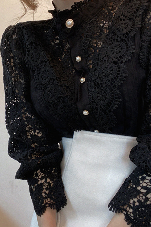 Lace Button Up Top - 3 Colors